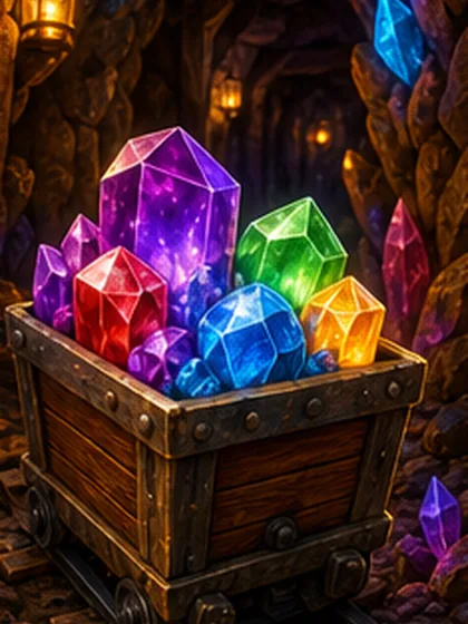 Bunte Edelsteine in einer Mine