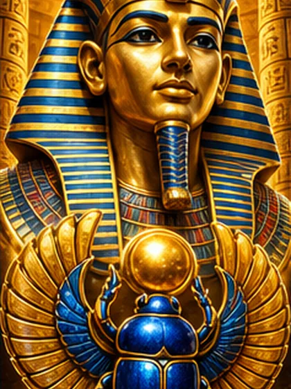 Goldener Pharao und blauer Skarabäus